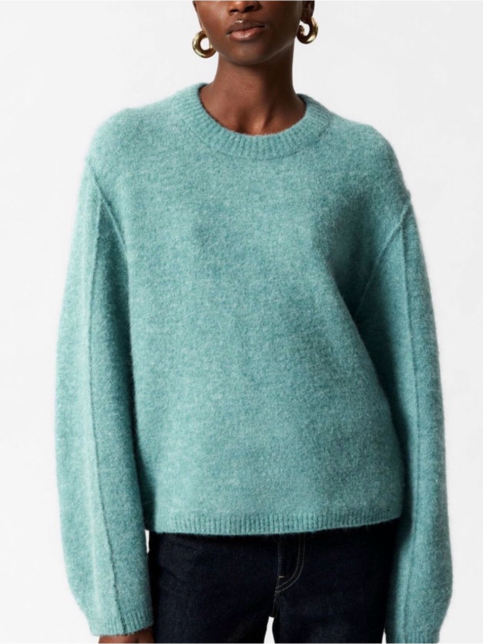 & Other Stories Alpaca/Wool Blend Crewneck Pullover Sweater Teal Blue Size Small